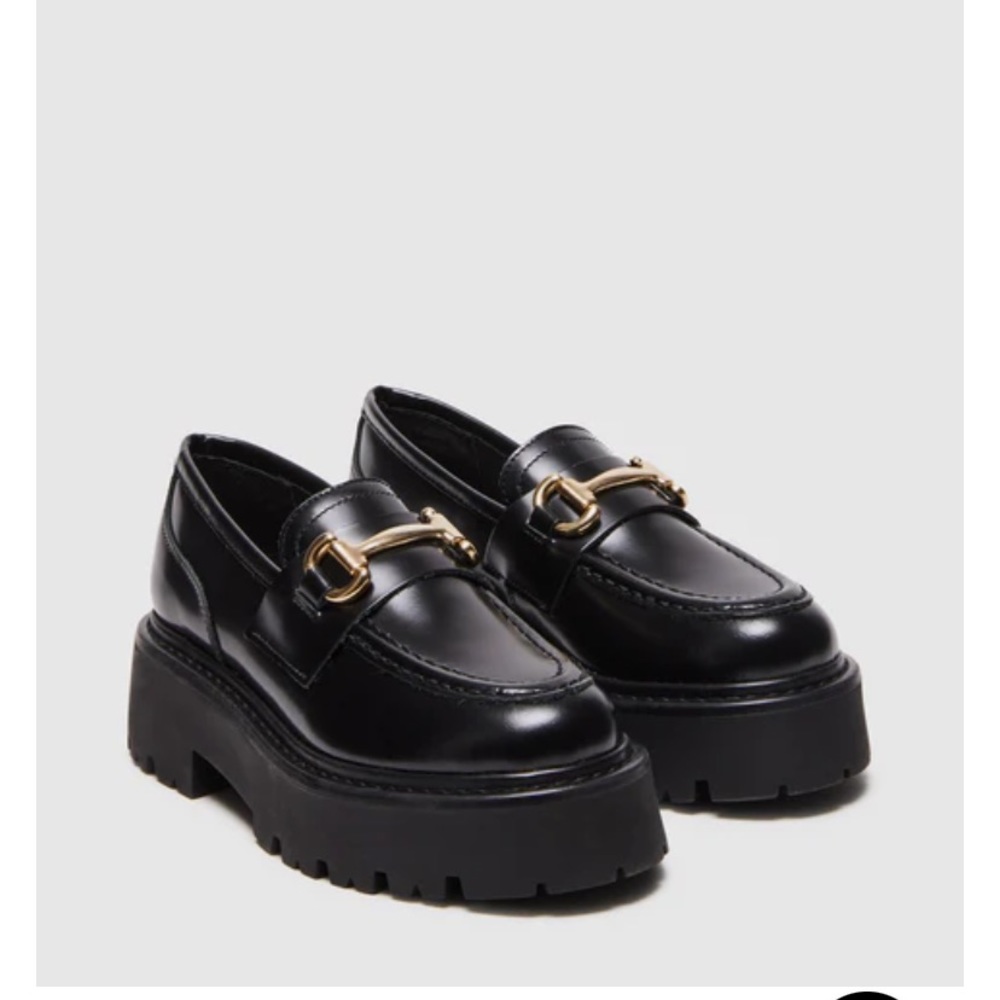 Steve Madden ROUX BLACK LEATHER platform loafers